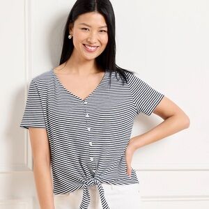 Talbots Textured Tie Front Top